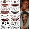 Lonico Halloween Tatouages Temporaires 8 Feuilles Halloween Zombie Scars Tatouages Autocollants Tatouages pour Halloween Homm