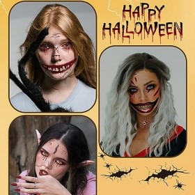 Lonico Halloween Tatouages Temporaires 8 Feuilles Halloween Zombie Scars Tatouages Autocollants Tatouages pour Halloween Homm