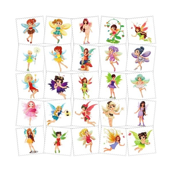 Awinmay Lot de 145 tatouages temporaires de fée pour enfants – Lot de 145 faux tatouages à paillettes pour le corps et le vis