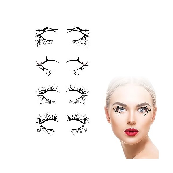 Autocollants Temporaires de Fard à Paupières Dhalloween,Autocollants pour Les Yeux Dhalloween,Eye-Liner Effrayant Dhallowe