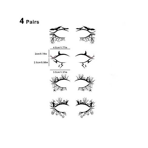 Autocollants Temporaires de Fard à Paupières Dhalloween,Autocollants pour Les Yeux Dhalloween,Eye-Liner Effrayant Dhallowe