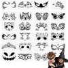 24 Pièces Pochoir Maquillage Enfant, Modèle de Tatouage pour Anniversaires Halloween Noël, Kit de Tatouage Enfant de Peinture