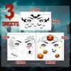 3 Feuilles Autocollants Halloween Tatouages Temporaires de Visage Yeux Cicatrices Citrouille Tatouages Ephémères Tattoos Étan