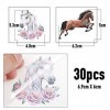 30Pcs Tatouage Temporaire Cheval Autocollant Tatouage Ephémère Animaux Etanche Cadeau pour Fête Cheval Décoration Enfant Fill