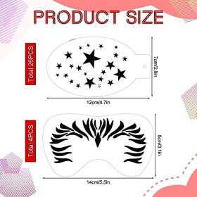 SRIZIAN 30 Pièces Pochoir Maquillage Enfant, Kit de Tatouage Enfant de Peinture pour Visage et Corps, Modèle de Tatouage pour