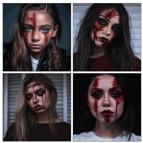 SFX Kit de maquillage à effets spéciaux pour Halloween - Faux moulage de plaies - Cire cicatricielle avec spatule et gel sang