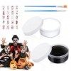 TZQFROCE Kit de maquillage dHalloween 20g x 2pcs Noir Blanc Maquillage dHalloween avec pinceau à maquillage Halloween Clown