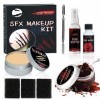 TZQFROCE 8 pièces Halloween Make up Set Maquillage dHalloween Effet spécial Halloween Faux sang Set avec éponge pour Hallowe