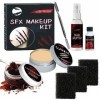 LETTERASHQP Kit de Maquillage Halloween, Halloween Makeup Set,Maquillage Halloween Effets Spéciaux, Faux Sang Éponge à Pointi