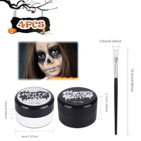 Noir Blanc Visage Peinture Corps 40g, Noir Blanc Maquillage Clown Halloween avec 2 Pinceaux Fête Halloween Cosplay Maquillage