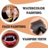 Maquillage Halloween Kit Peinture Corps,Maquillage Halloween pour Visage Visage Corps Peinture, Faux sang, Dents de Vampire, 