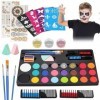 Ensemble de Maquillage pour Enfants, 20 Couleurs de Peintures Peintes sur le Corps Humain, Maquillage de Moule de Peinture Fa