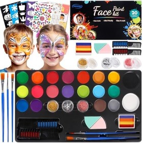 Peinture Corporelle pour Le Visage, Palette de Maquillage pour Enfants, 20 Couleurs Palette de Tatouage de Peinture à Ihuile
