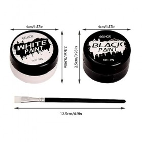 Jinlaili Noir Blanc Visage Peinture Corps 2 Set, Peinture Corporelle pour Le Visage, Kit Peinture Visage avec Pinceau De Maqu
