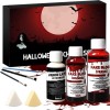 Faux Sang Halloween 3er Set, Maquillage Halloween Makeup pour Visage Set, 50ml Faux Sang Foncé + 60ml Faux Sang Clair+30ml La