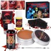 FORMIZON Maquillage Halloween Effets Spéciaux, 60g Cire De Cicatrice, Faux Sang, Faux gel Coagulé, Spatule, Kit de cire de ma