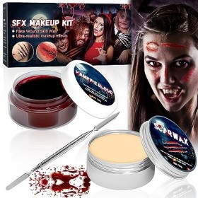 Lets Joy Maquillage Halloween Effets Spéciaux, Maquillage dhalloween, Faux Sang Effet Spécial, Cire De Cicatrice, Kit de Maq