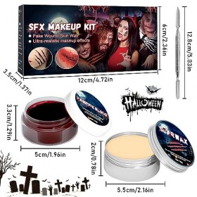 Lets Joy Maquillage Halloween Effets Spéciaux, Maquillage dhalloween, Faux Sang Effet Spécial, Cire De Cicatrice, Kit de Maq