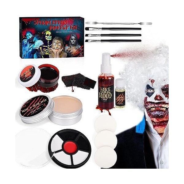 Ulikey Peinture Corporelle Noir et Blanc Rouge, Clown Halloween Makeup Maquillage Halloween Effets Spéciaux, Professionnelle 