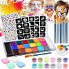 DazSpirit Lot de 26 couleurs corporelles pour enfant - Avec palette, 10 pinceaux, 4 pochoirs de peinture, 1 autocollant en st