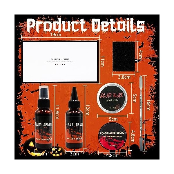 Miioto Kit de Maquillage Halloween, Maquillage Halloween Effets Spéciaux, Kit Maquillage Halloween, Maquillage Halloween pour