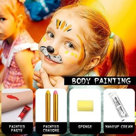 Kit Maquillage Halloween, Palette de Maquillage 6 Couleurs + Palette de Maquillage 3 Couleurs+ Autocollant Cicatrice + Faux S