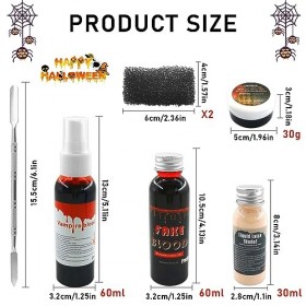 Lets Joy Halloween Maquillage Effets Spéciaux, Faux Sang Effet Spécial, Faux Sang 60ml, Latex Liquide 60ml, Fake Blood Spray 