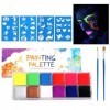 Peinture Visage Corps Kit,Maquillage Coloré Fluo Néon Kit,Peinture Fluorescente Pour Body Painting,12 Couleurs Palette de Tat...