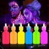 LOPHE Peinture Corporelle-Kit de Peinture fluorescente, UV Glow Lot de 6 tubes de peinture, Peinture Corporelle Maquillage po