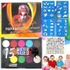 TOPJOWGA Palette de Maquillage Enfants, Peinture de Tatouage pour le Visage et le Corps, avec 4 Pochoirs Peinture et 2 Pincea