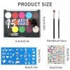 TOPJOWGA Palette de Maquillage Enfants, Peinture de Tatouage pour le Visage et le Corps, avec 4 Pochoirs Peinture et 2 Pincea