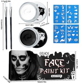 Eelhoe Halloween Noir et Blanc Peinture Corporelle Maquillage Peinture  Corps Peinture Vampire Zombie Crâne Visage