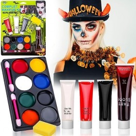 Eelhoe Halloween Noir et Blanc Peinture Corporelle Maquillage Peinture  Corps Peinture Vampire Zombie Crâne Visage