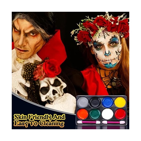 ZeYou Peinture Visage Corps Kit,Peinture Corporelle Enfant,Peinture Corporelle,Maquillage pour Halloween,Maquillage Halloween