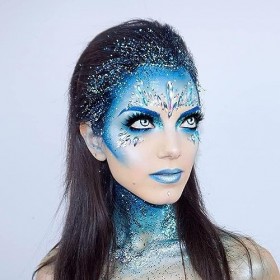 Go Ho Bâton à paillettes bleu pour le visage, le corps, les cheveux, les yeux, le visage de sirène rotatif, pour femme