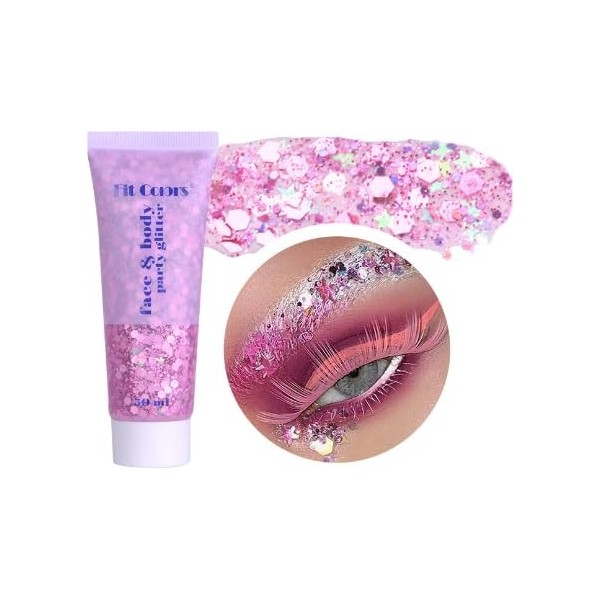 BoloShine Gel Paillettes Visage Festival, Paillette Corps Cheveux, Liquide Sequins Glitter pour Cosmétique Lèvres Ongles Fête