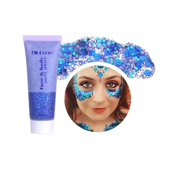 BoloShine Gel Paillettes Visage Festival, Paillette Corps Cheveux, Liquide Sequins Glitter pour Cosmétique Lèvres Ongles Fête