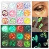 Zsanhua 12 couleurs de gel pailleté pour le corps, holographique grosse pailletée, paillettes fluorescentes pour le nail art,