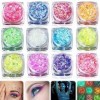 Lumineuse Paillettes Gel,12 Couleurs Gel Pailleté Fluorescent, Holographique Set, Fluorescent Paillette pour Visage, Corps, C