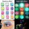 Lumineuse Paillettes Gel,12 Couleurs Gel Pailleté Fluorescent, Holographique Set, Fluorescent Paillette pour Visage, Corps, C