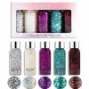 MKNZOME 5 Couleurs Paillettes de Corps, 30ML Gel Paillettes Visage, Glitter Body Gel, Paillette Cheveux, Maquillage Paillette