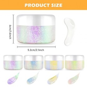 Gel Paillettes Corps, 4 Bottle Gel Scintillant a Paillettes Longue Durée, Biodégradable Face Shining Gel Mermaid Liquid Eyesh