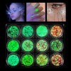 12 Pièces Paillettes Fluorescentes Visage Corps,Paillettes Ensemble pour Ongles,Pour Visage,Corps,Cheveux,Fête