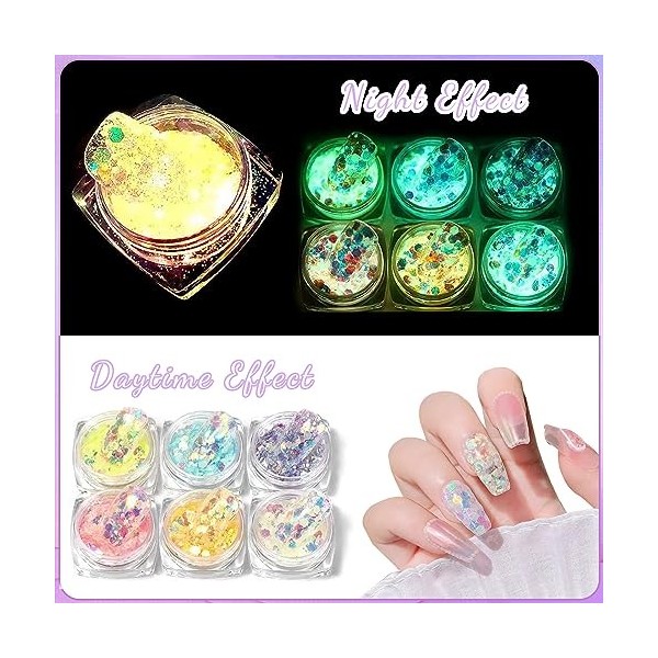 12 Pièces Paillettes Fluorescentes Visage Corps,Paillettes Ensemble pour Ongles,Pour Visage,Corps,Cheveux,Fête