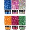 Lot de 6 paillettes cosmétiques pour le corps, pour le corps et le visage, avec colle durable et pinceau 6 couleurs 