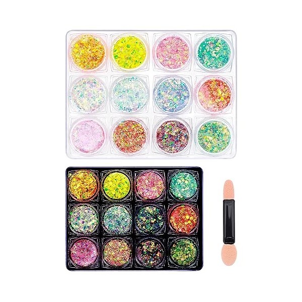 12 Pièces Gel Paillettes Visage Glitter Makeup Lumineux Visage Corps Gel UV Épais Paillette Visage Halloween Maquillage Carna