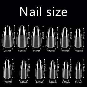 240 Pièces Américaine Ongles Capsules Faux Ongles, 10 Tailles Amande Capsule Ongles Acrylique pour Nail Art Artificiel Ongles