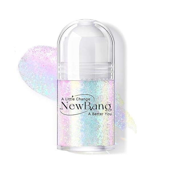 NewBang Gel à paillettes holographiques à bille pour le corps, le visage, les cheveux, caméléon changeant de couleur sous la 