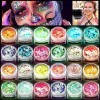 Lumineuse Paillettes Visage Festival Gel,24 Couleurs Maquillage Paillettes Glitter,Holographique Paillettes Set,Paillettes De