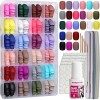 24 Couleurs 576 Pièces Faux Ongles, FANDAMEI Faux Ongles Acrylique pour Nail Art Artificiel Ongles, Colle à ongles, avec des 